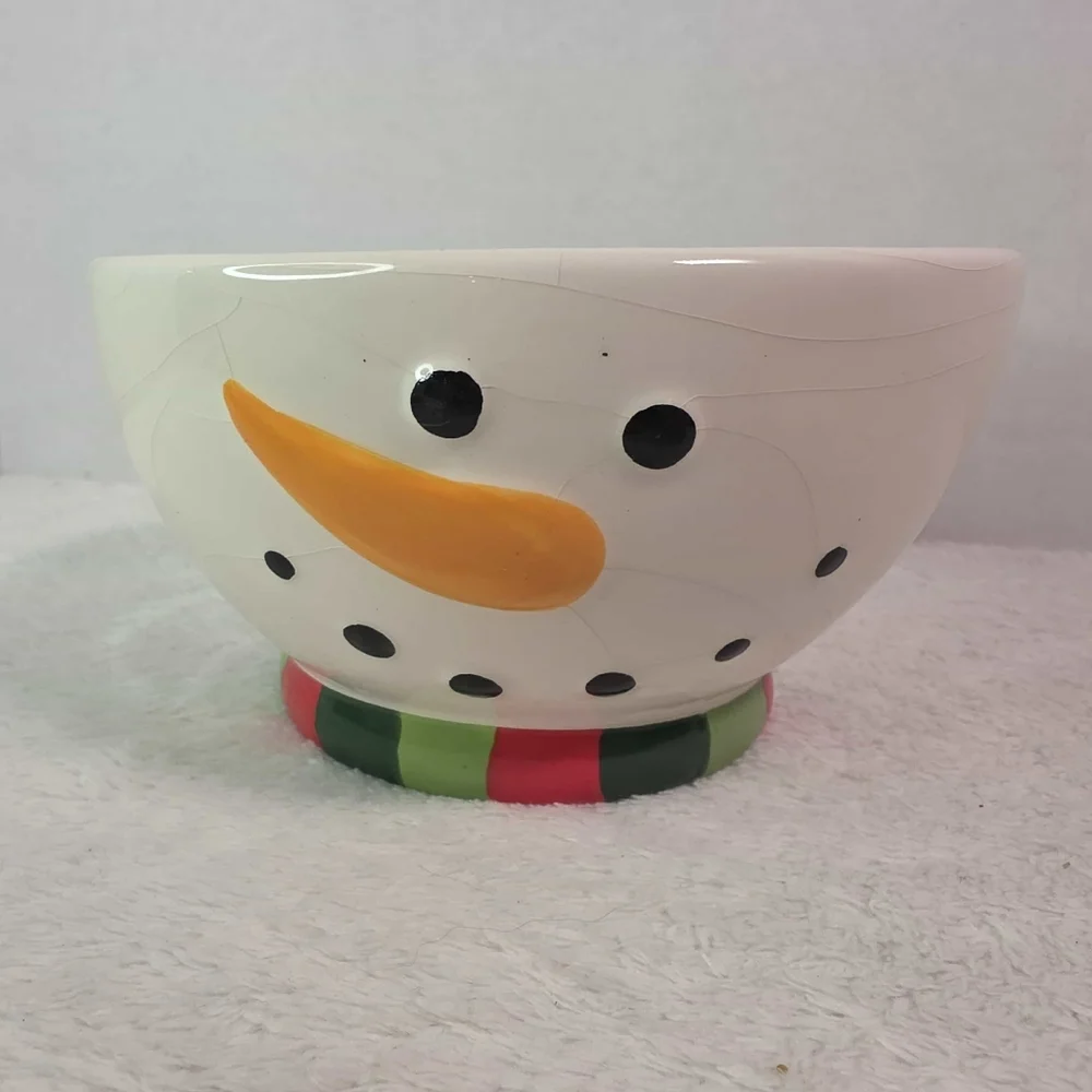 Cracker Barrel Christmas Merry Merry Snowman‎ 2-Piece Ceramic Bowls